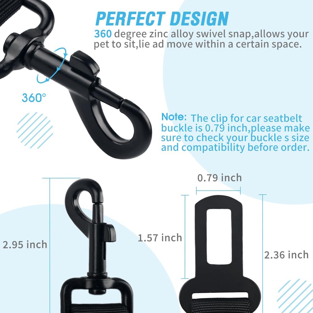 Dog Seat Belt,3 Piece Set Retractable Dog Car Harness Adjustable Dog Seat Belt for Vehicle Nylon Pet Safety Seat Belts Heavy Duty & Elastic