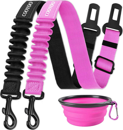 Dog Seat Belt,3 Piece Set Retractable Dog Car Harness Adjustable Dog Seat Belt for Vehicle Nylon Pet Safety Seat Belts Heavy Duty & Elastic