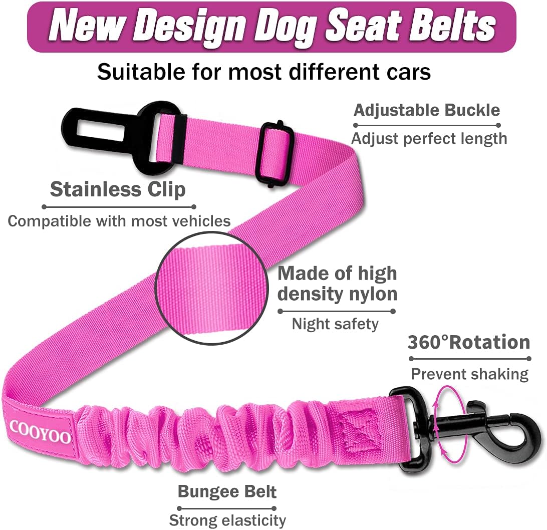 Dog Seat Belt,3 Piece Set Retractable Dog Car Harness Adjustable Dog Seat Belt for Vehicle Nylon Pet Safety Seat Belts Heavy Duty & Elastic
