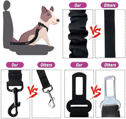 Dog Seat Belt,3 Piece Set Retractable Dog Car Harness Adjustable Dog Seat Belt for Vehicle Nylon Pet Safety Seat Belts Heavy Duty & Elastic