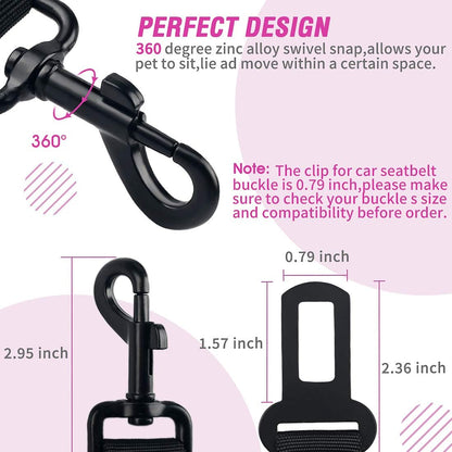 Dog Seat Belt,3 Piece Set Retractable Dog Car Harness Adjustable Dog Seat Belt for Vehicle Nylon Pet Safety Seat Belts Heavy Duty & Elastic