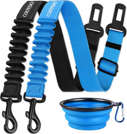 Dog Seat Belt,3 Piece Set Retractable Dog Car Harness Adjustable Dog Seat Belt for Vehicle Nylon Pet Safety Seat Belts Heavy Duty & Elastic