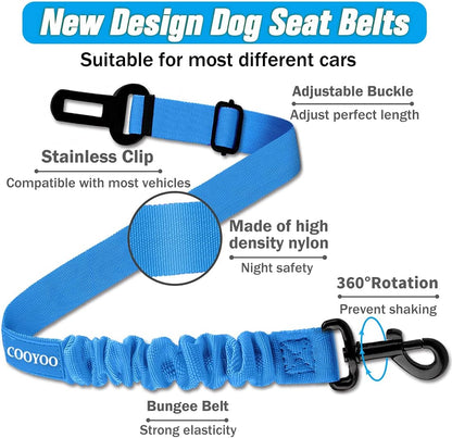 Dog Seat Belt,3 Piece Set Retractable Dog Car Harness Adjustable Dog Seat Belt for Vehicle Nylon Pet Safety Seat Belts Heavy Duty & Elastic
