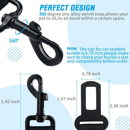 Dog Seat Belt,3 Piece Set Retractable Dog Car Harness Adjustable Dog Seat Belt for Vehicle Nylon Pet Safety Seat Belts Heavy Duty & Elastic