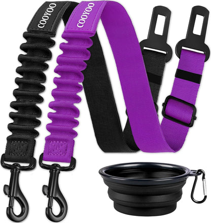 Dog Seat Belt,3 Piece Set Retractable Dog Car Harness Adjustable Dog Seat Belt for Vehicle Nylon Pet Safety Seat Belts Heavy Duty & Elastic