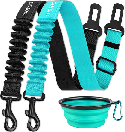 Dog Seat Belt,3 Piece Set Retractable Dog Car Harness Adjustable Dog Seat Belt for Vehicle Nylon Pet Safety Seat Belts Heavy Duty & Elastic