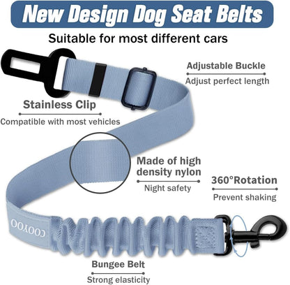 Dog Seat Belt,3 Piece Set Retractable Dog Car Harness Adjustable Dog Seat Belt for Vehicle Nylon Pet Safety Seat Belts Heavy Duty & Elastic