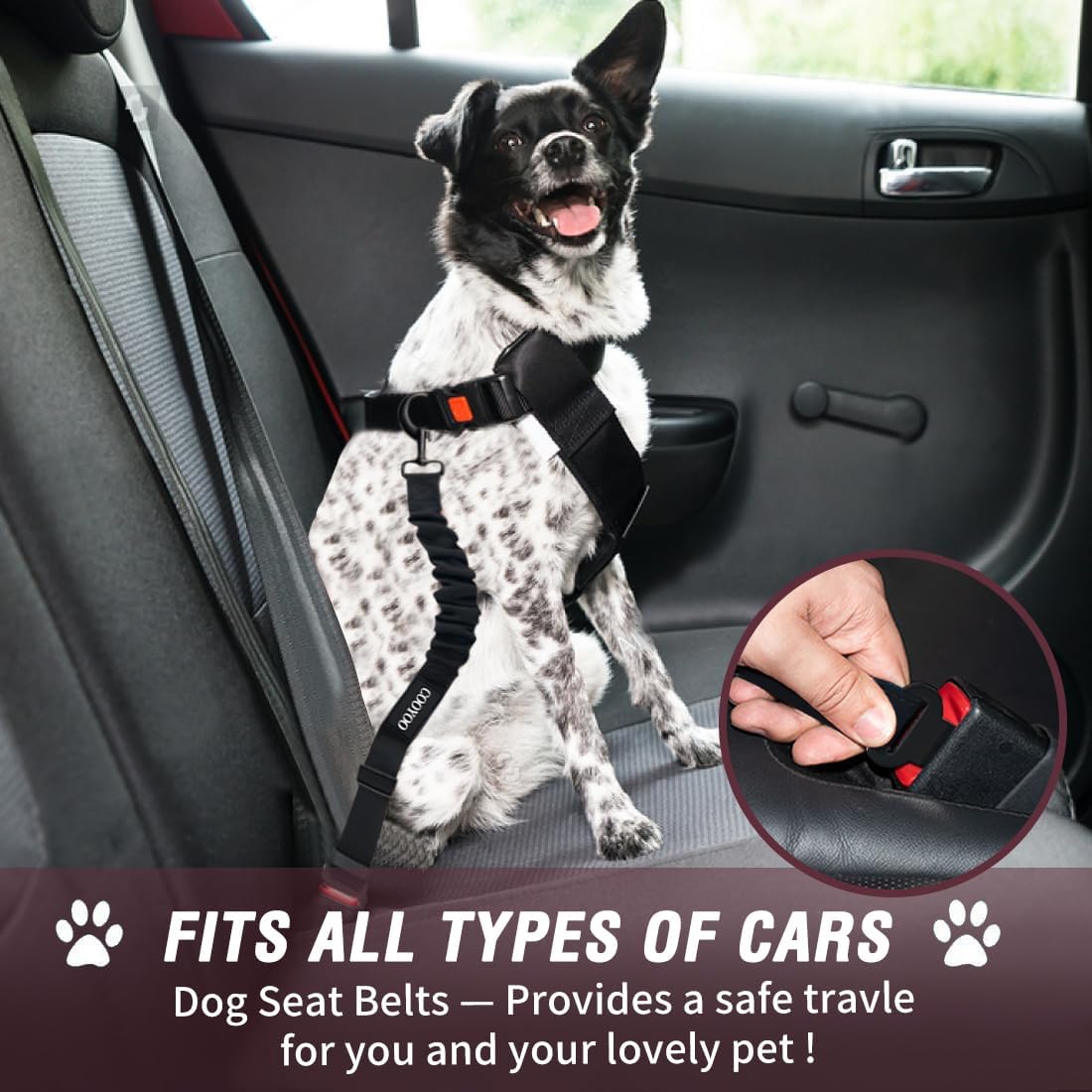 Dog Seat Belt,3 Piece Set Retractable Dog Car Harness Adjustable Dog Seat Belt for Vehicle Nylon Pet Safety Seat Belts Heavy Duty & Elastic