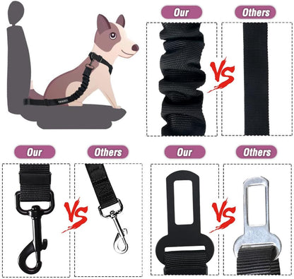 Dog Seat Belt,3 Piece Set Retractable Dog Car Harness Adjustable Dog Seat Belt for Vehicle Nylon Pet Safety Seat Belts Heavy Duty & Elastic