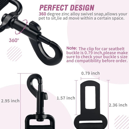 Dog Seat Belt,3 Piece Set Retractable Dog Car Harness Adjustable Dog Seat Belt for Vehicle Nylon Pet Safety Seat Belts Heavy Duty & Elastic