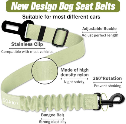 Dog Seat Belt,3 Piece Set Retractable Dog Car Harness Adjustable Dog Seat Belt for Vehicle Nylon Pet Safety Seat Belts Heavy Duty & Elastic