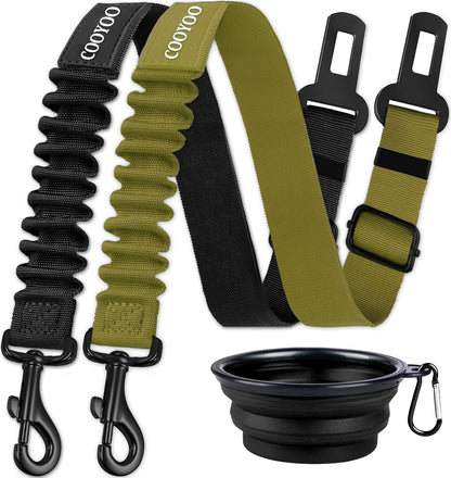 Dog Seat Belt,3 Piece Set Retractable Dog Car Harness Adjustable Dog Seat Belt for Vehicle Nylon Pet Safety Seat Belts Heavy Duty & Elastic