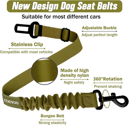 Dog Seat Belt,3 Piece Set Retractable Dog Car Harness Adjustable Dog Seat Belt for Vehicle Nylon Pet Safety Seat Belts Heavy Duty & Elastic