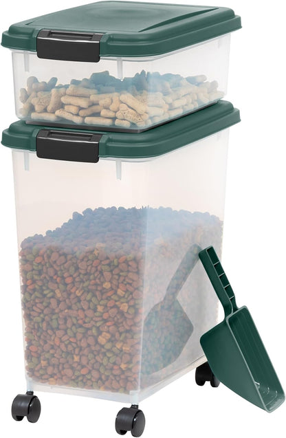 Airtight Pet Food Container, Up to 30 lbs & 11 lbs, Green