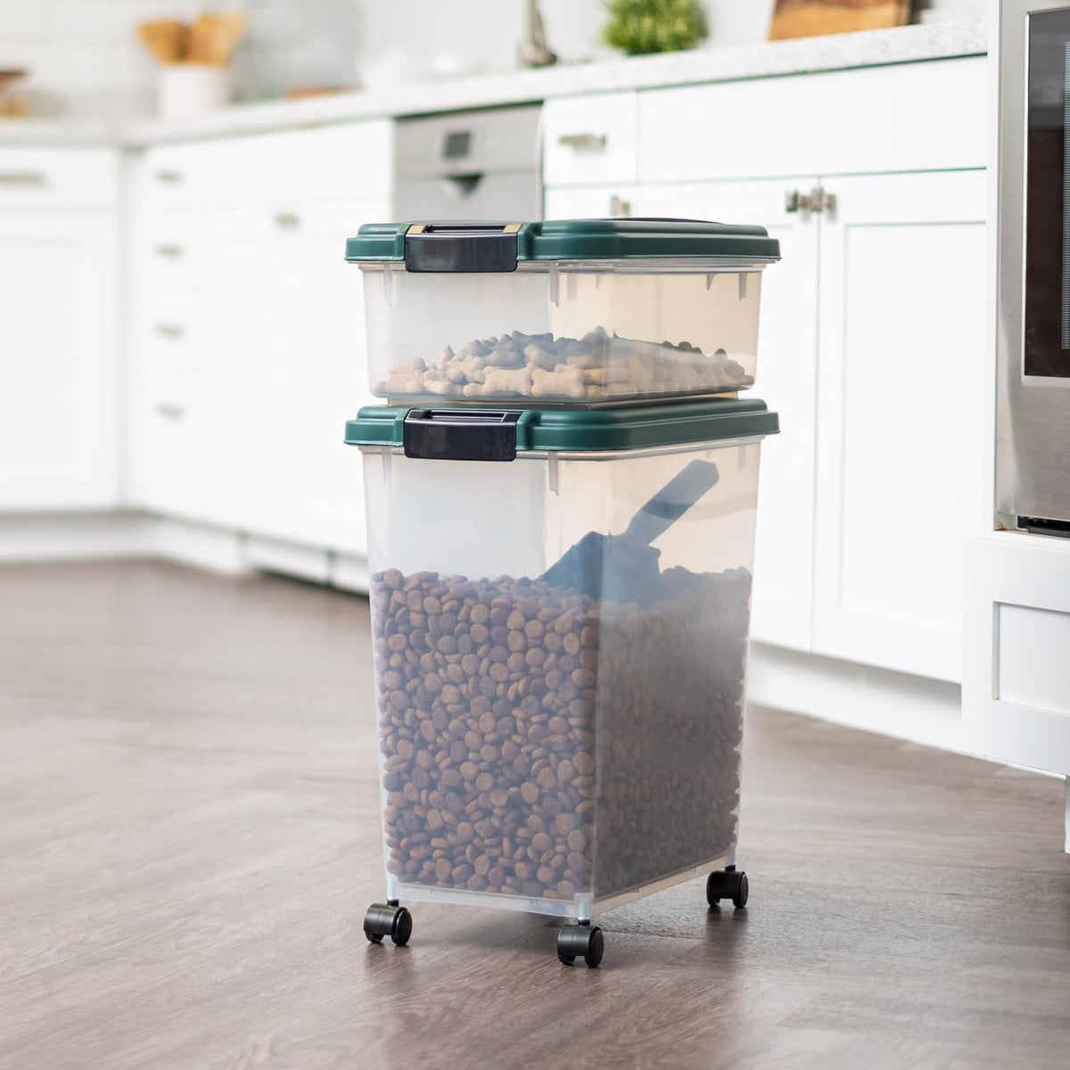 Airtight Pet Food Container, Up to 30 lbs & 11 lbs, Green