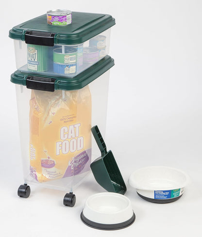 Airtight Pet Food Container, Up to 30 lbs & 11 lbs, Green