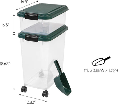 Airtight Pet Food Container, Up to 30 lbs & 11 lbs, Green