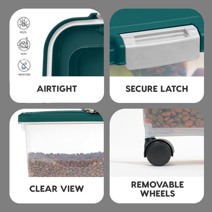 Airtight Pet Food Container, Up to 30 lbs & 11 lbs, Green