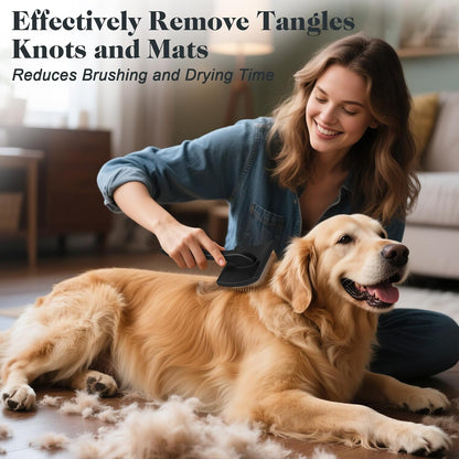 2PCS Slicker Brush for Dogs & Pet Comb,Professional Dog Grooming Brush (Goldendoodles,Poodles,Labradoodles) with Extra Long Pins to Effectively Remove Tangles, Knots and Mats (Blue, Large)