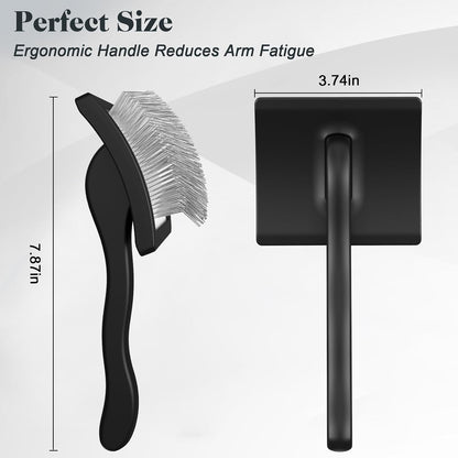2PCS Slicker Brush for Dogs & Pet Comb,Professional Dog Grooming Brush (Goldendoodles,Poodles,Labradoodles) with Extra Long Pins to Effectively Remove Tangles, Knots and Mats (Blue, Large)
