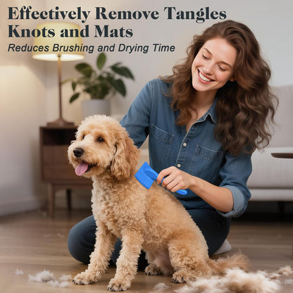 2PCS Slicker Brush for Dogs & Pet Comb,Professional Dog Grooming Brush (Goldendoodles,Poodles,Labradoodles) with Extra Long Pins to Effectively Remove Tangles, Knots and Mats (Blue, Large)