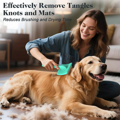 2PCS Slicker Brush for Dogs & Pet Comb,Professional Dog Grooming Brush (Goldendoodles,Poodles,Labradoodles) with Extra Long Pins to Effectively Remove Tangles, Knots and Mats (Blue, Large)