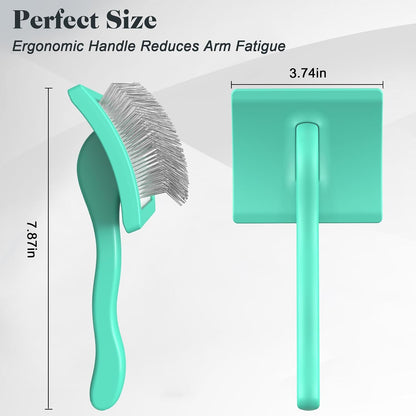 2PCS Slicker Brush for Dogs & Pet Comb,Professional Dog Grooming Brush (Goldendoodles,Poodles,Labradoodles) with Extra Long Pins to Effectively Remove Tangles, Knots and Mats (Blue, Large)