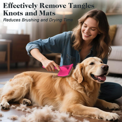 2PCS Slicker Brush for Dogs & Pet Comb,Professional Dog Grooming Brush (Goldendoodles,Poodles,Labradoodles) with Extra Long Pins to Effectively Remove Tangles, Knots and Mats (Blue, Large)