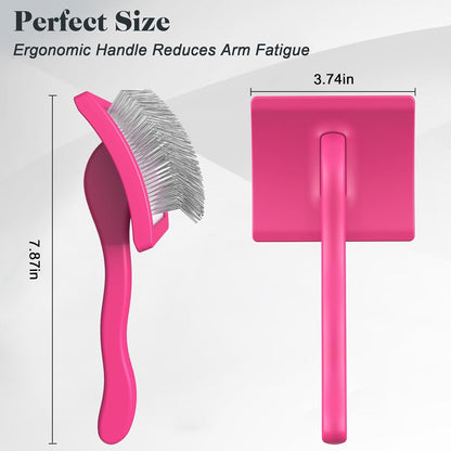 2PCS Slicker Brush for Dogs & Pet Comb,Professional Dog Grooming Brush (Goldendoodles,Poodles,Labradoodles) with Extra Long Pins to Effectively Remove Tangles, Knots and Mats (Blue, Large)