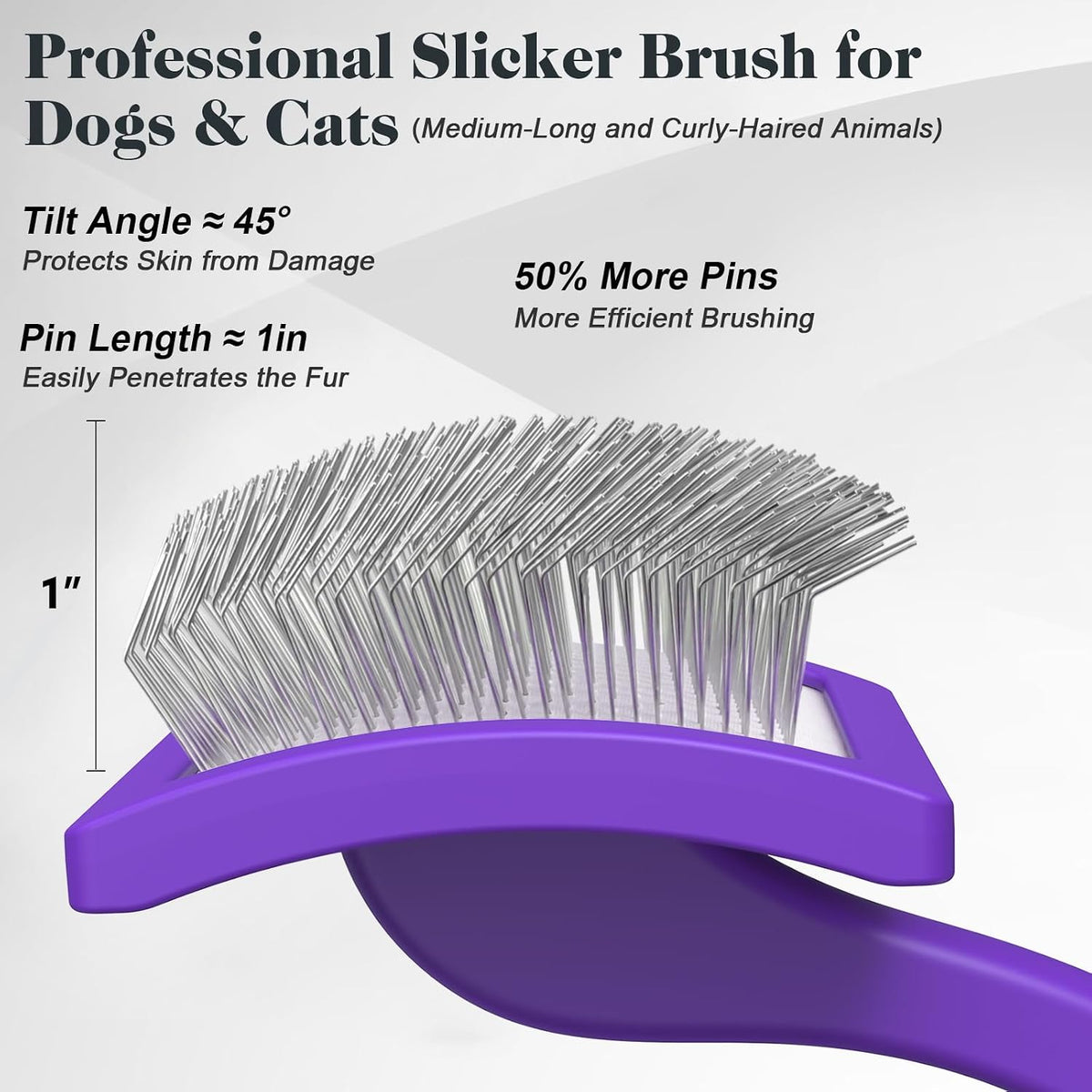 2PCS Slicker Brush for Dogs & Pet Comb,Professional Dog Grooming Brush (Goldendoodles,Poodles,Labradoodles) with Extra Long Pins to Effectively Remove Tangles, Knots and Mats (Blue, Large)