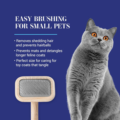 Mark I Slicker Brush for Dogs, 12mm Pins, Groom Like a Pro, Handcrafted Lightweight Beechwood Ergonomic Handle, Stainless Steel Pins, A5I X-Small. Made in Germany.