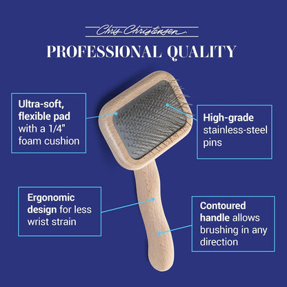 Mark I Slicker Brush for Dogs, 12mm Pins, Groom Like a Pro, Handcrafted Lightweight Beechwood Ergonomic Handle, Stainless Steel Pins, A5I X-Small. Made in Germany.