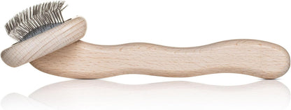 Mark I Slicker Brush for Dogs, 12mm Pins, Groom Like a Pro, Handcrafted Lightweight Beechwood Ergonomic Handle, Stainless Steel Pins, A5I X-Small. Made in Germany.