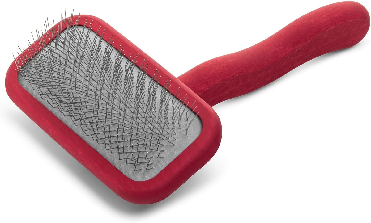 Mark I Slicker Brush for Dogs, 12mm Pins, Groom Like a Pro, Handcrafted Lightweight Beechwood Ergonomic Handle, Stainless Steel Pins, A5I X-Small. Made in Germany.