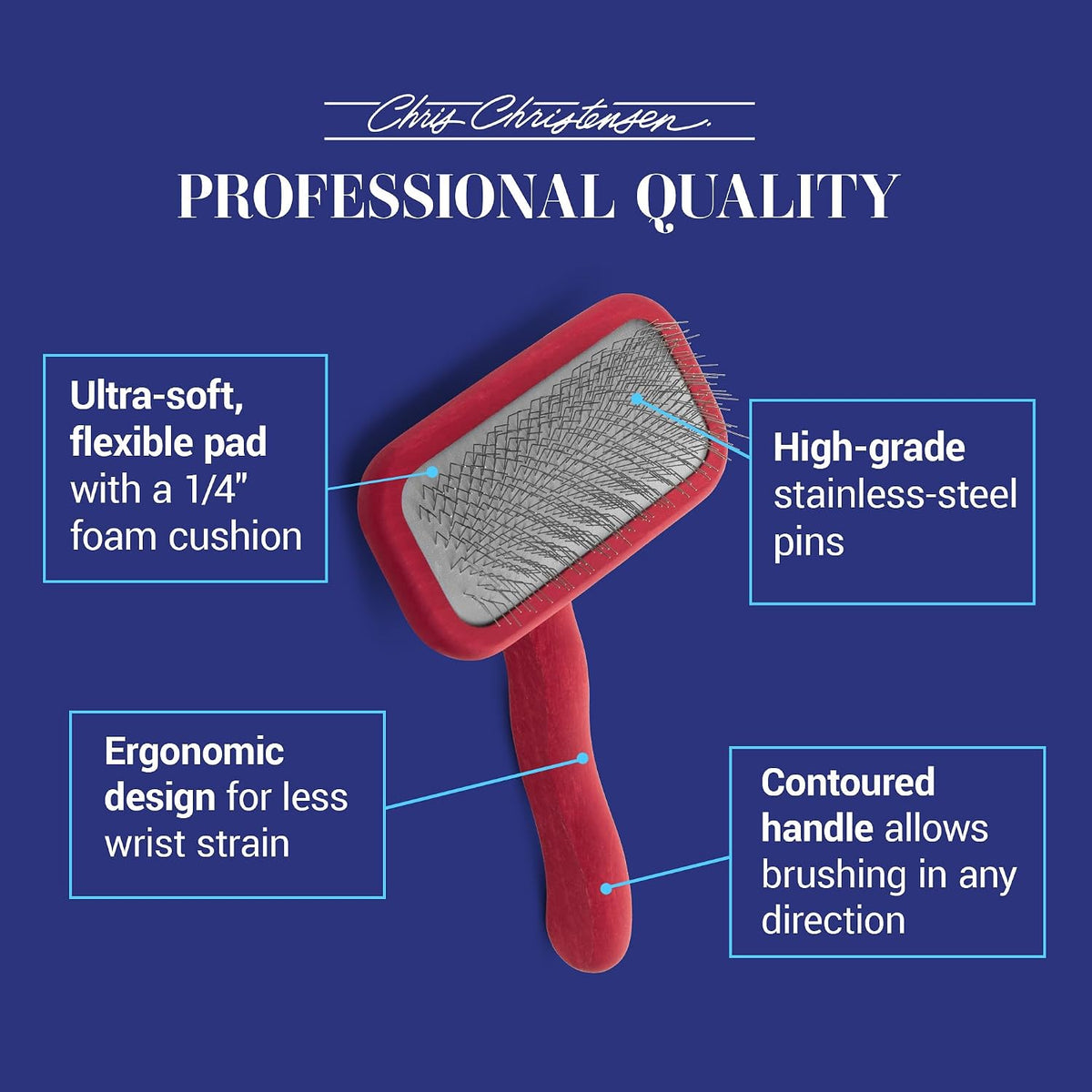 Mark I Slicker Brush for Dogs, 12mm Pins, Groom Like a Pro, Handcrafted Lightweight Beechwood Ergonomic Handle, Stainless Steel Pins, A5I X-Small. Made in Germany.