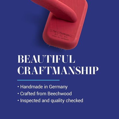 Mark I Slicker Brush for Dogs, 12mm Pins, Groom Like a Pro, Handcrafted Lightweight Beechwood Ergonomic Handle, Stainless Steel Pins, A5I X-Small. Made in Germany.
