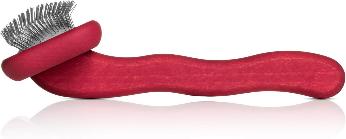 Mark I Slicker Brush for Dogs, 12mm Pins, Groom Like a Pro, Handcrafted Lightweight Beechwood Ergonomic Handle, Stainless Steel Pins, A5I X-Small. Made in Germany.