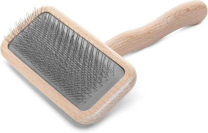 Mark I Slicker Brush for Dogs, 12mm Pins, Groom Like a Pro, Handcrafted Lightweight Beechwood Ergonomic Handle, Stainless Steel Pins, A5I X-Small. Made in Germany.