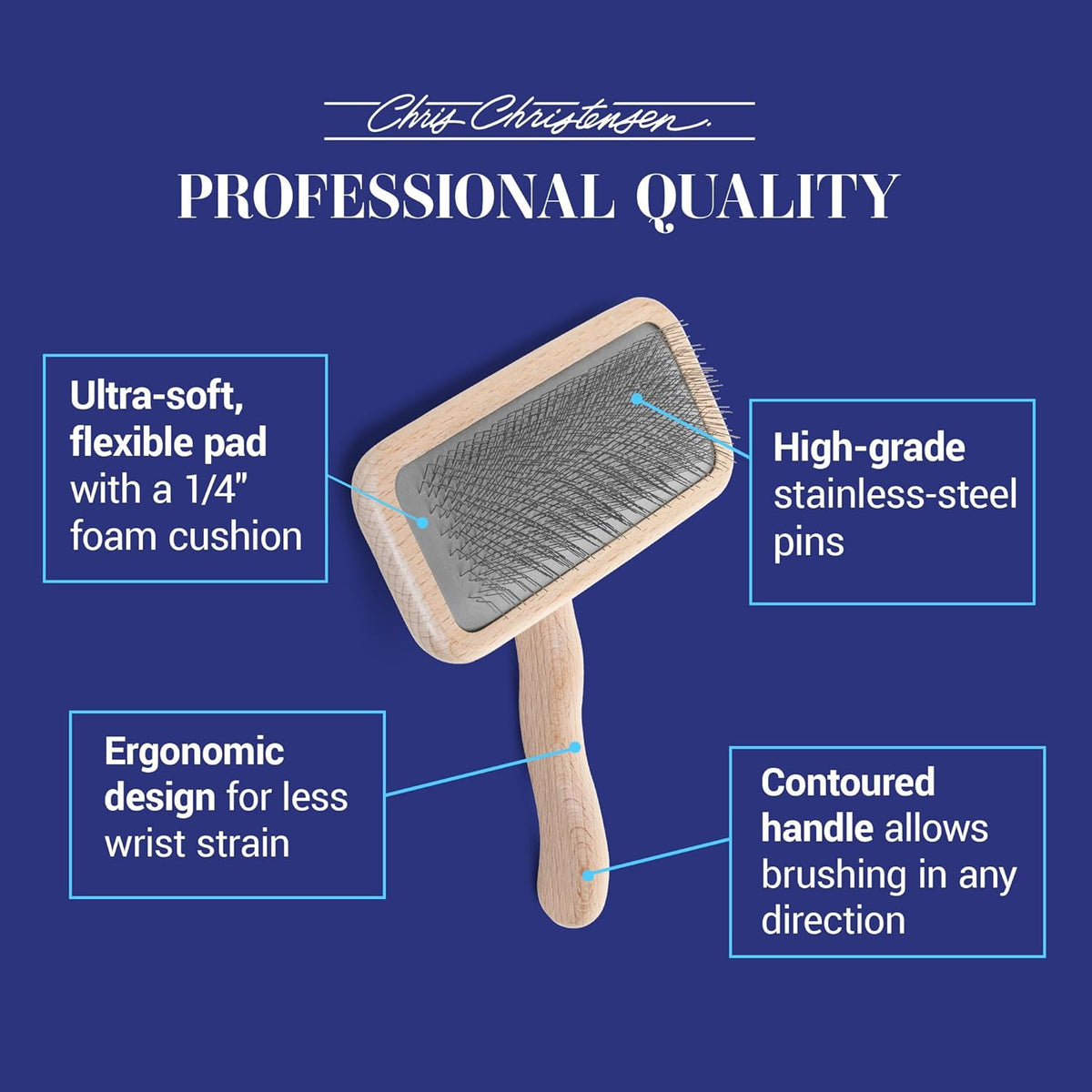 Mark I Slicker Brush for Dogs, 12mm Pins, Groom Like a Pro, Handcrafted Lightweight Beechwood Ergonomic Handle, Stainless Steel Pins, A5I X-Small. Made in Germany.