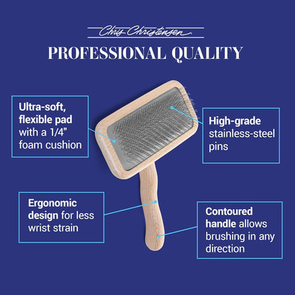 Mark I Slicker Brush for Dogs, 12mm Pins, Groom Like a Pro, Handcrafted Lightweight Beechwood Ergonomic Handle, Stainless Steel Pins, A5I X-Small. Made in Germany.