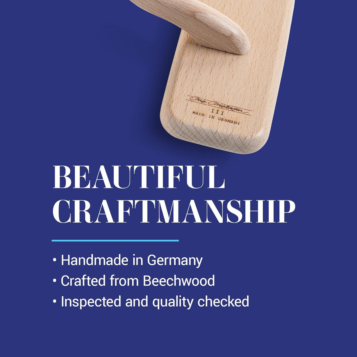 Mark I Slicker Brush for Dogs, 12mm Pins, Groom Like a Pro, Handcrafted Lightweight Beechwood Ergonomic Handle, Stainless Steel Pins, A5I X-Small. Made in Germany.