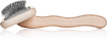 Mark I Slicker Brush for Dogs, 12mm Pins, Groom Like a Pro, Handcrafted Lightweight Beechwood Ergonomic Handle, Stainless Steel Pins, A5I X-Small. Made in Germany.