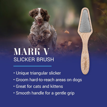 Mark I Slicker Brush for Dogs, 12mm Pins, Groom Like a Pro, Handcrafted Lightweight Beechwood Ergonomic Handle, Stainless Steel Pins, A5I X-Small. Made in Germany.