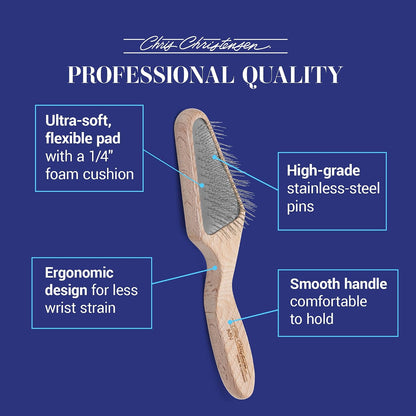 Mark I Slicker Brush for Dogs, 12mm Pins, Groom Like a Pro, Handcrafted Lightweight Beechwood Ergonomic Handle, Stainless Steel Pins, A5I X-Small. Made in Germany.