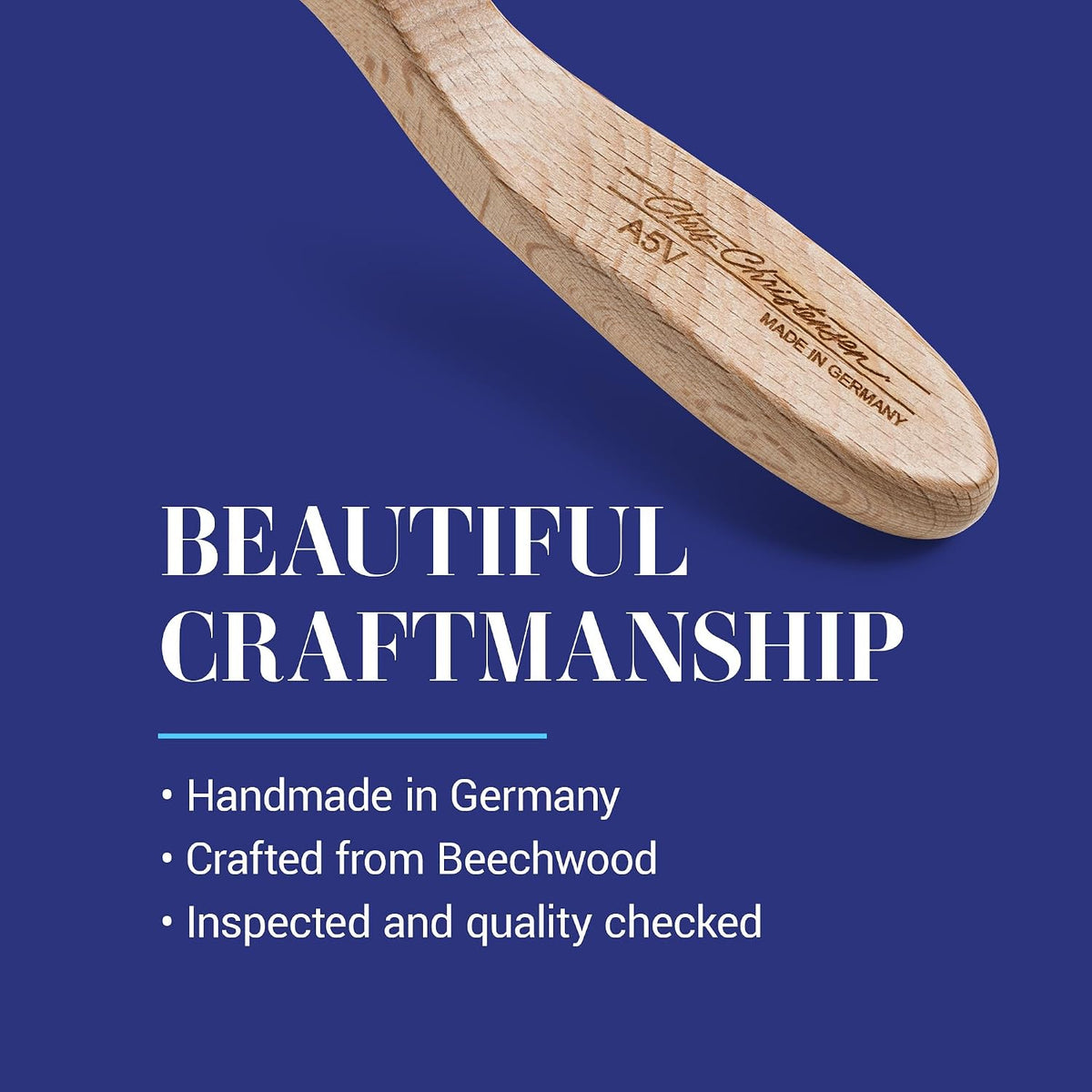 Mark I Slicker Brush for Dogs, 12mm Pins, Groom Like a Pro, Handcrafted Lightweight Beechwood Ergonomic Handle, Stainless Steel Pins, A5I X-Small. Made in Germany.