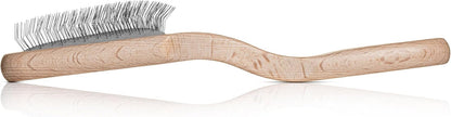 Mark I Slicker Brush for Dogs, 12mm Pins, Groom Like a Pro, Handcrafted Lightweight Beechwood Ergonomic Handle, Stainless Steel Pins, A5I X-Small. Made in Germany.
