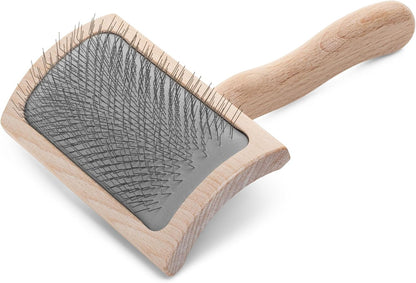 Mark I Slicker Brush for Dogs, 12mm Pins, Groom Like a Pro, Handcrafted Lightweight Beechwood Ergonomic Handle, Stainless Steel Pins, A5I X-Small. Made in Germany.