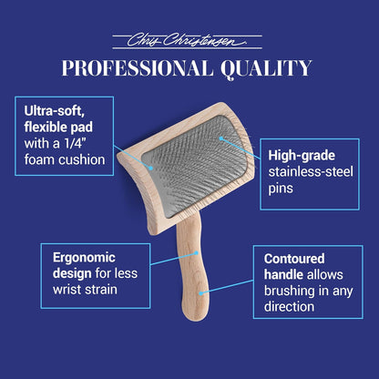 Mark I Slicker Brush for Dogs, 12mm Pins, Groom Like a Pro, Handcrafted Lightweight Beechwood Ergonomic Handle, Stainless Steel Pins, A5I X-Small. Made in Germany.
