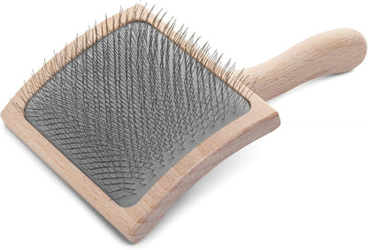 Mark I Slicker Brush for Dogs, 12mm Pins, Groom Like a Pro, Handcrafted Lightweight Beechwood Ergonomic Handle, Stainless Steel Pins, A5I X-Small. Made in Germany.