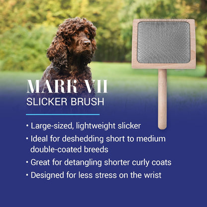 Mark I Slicker Brush for Dogs, 12mm Pins, Groom Like a Pro, Handcrafted Lightweight Beechwood Ergonomic Handle, Stainless Steel Pins, A5I X-Small. Made in Germany.